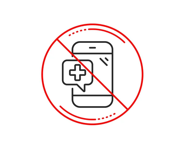 Pas Stop Signe Icône Ligne Téléphonique Médecine — Image vectorielle