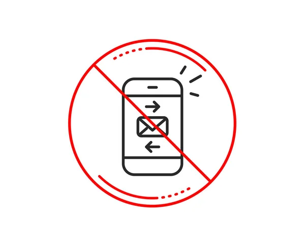 Pas Stop Signe Icône Ligne Courrier Symbole Communication Smartphone — Image vectorielle