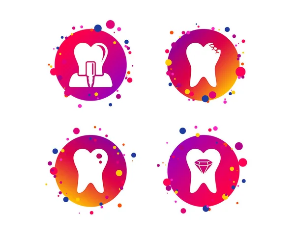 Iconos Cuidado Dental Caries Signo Dental Símbolo Implante Endoscópico Dental — Vector de stock