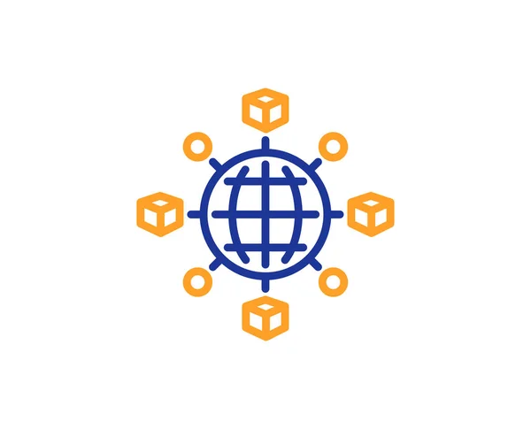 Ikonę Linii Sieci Logistycznych Nadawczy Znak Symbol Dystrybucji Towarów — Wektor stockowy