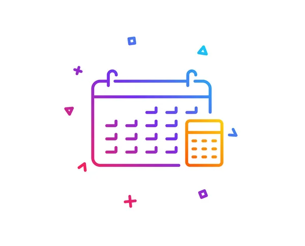 Calendar Calculator Line Icon Accounting Sign — Stock Vector