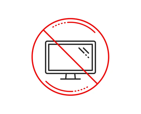 Señal Stop Monitor Icono Línea Señal Dispositivo Componente Ordenador — Vector de stock