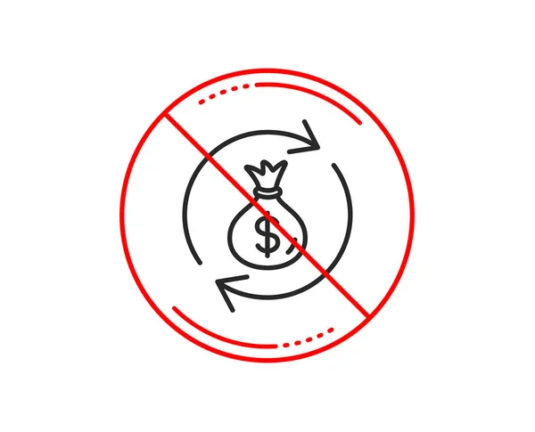 Señal Stop Icono Línea Cambio Efectivo Dólar Bolsa Dinero Símbolo — Archivo Imágenes Vectoriales