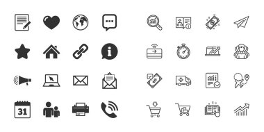 İletişim, konferans ve bilgi simgeler kümesi. E-posta, yazıcı ve Internet işaretler. Konuşma balonu, destek ve telefon görüşmesi sembolleri. Kağıt Uçak, rapor ve alışveriş sepeti simgeleri. Bir grup insan