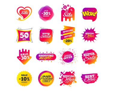 Satış banner şablonlar tasarımı. Özel Fırsat Etiketler. Siber Pazartesi Satış iskontoları. 