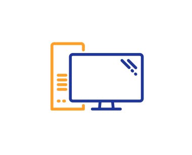 Bilgisayar satırı simgesi. PC bileşeni işareti. Servis talebi sembolü ile izlemek. 