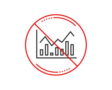 Hayır veya Dur işareti. Mali grafik satırı simgesi. Ekonomik grafik işareti. 