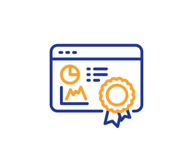 SEO istatistikleri satırı simgesi. Arama motoru sertifika işareti.