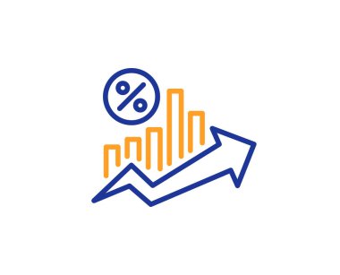Kredi yüzde büyüme grafik satırı simgesi. İşareti indirim. 