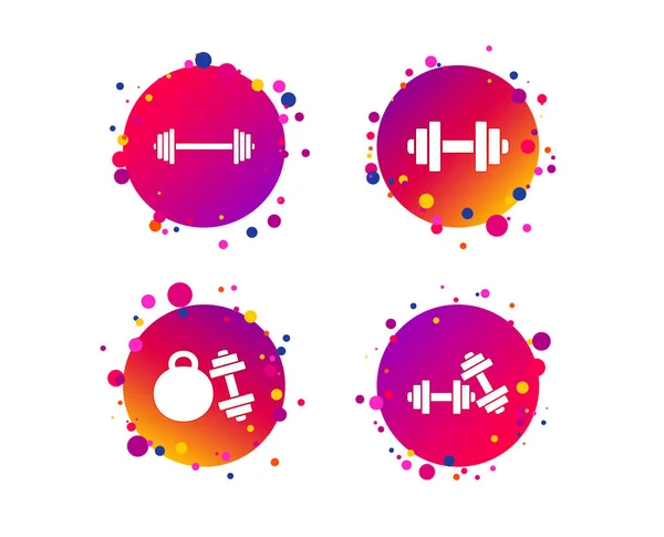 Činky Ikony Fitness Sport Symboly Gym Posilovací Zařízení Přechod Kruh — Stockový vektor