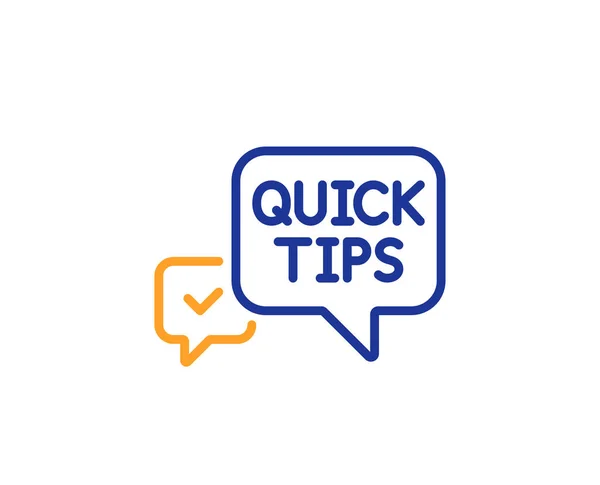 Quick Tips Line Icon Helpful Tricks Speech Bubble Sign — Stock Vector