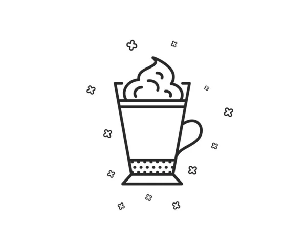 ホイップ クリームのアイコンとラテ コーヒー 温かいお飲み物の標識です 飲み物を表します 幾何学的図形 ランダム クロス要素 直線的なラテアート アイコン — ストックベクタ