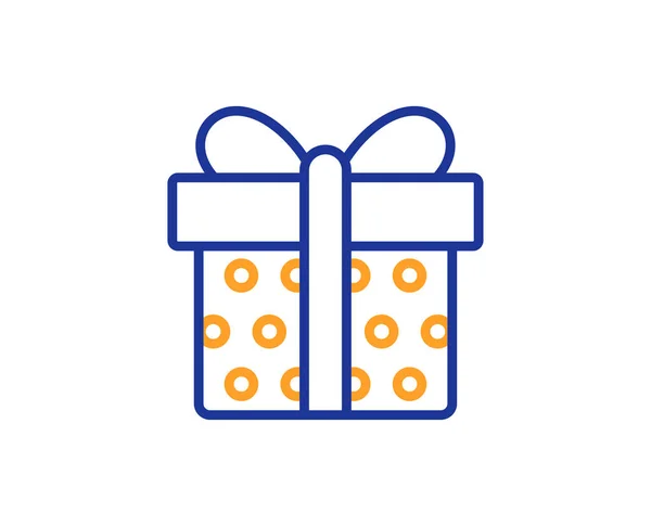 Gift Box Line Icon Present Sale Sign Birthday Shopping Symbol — Stock Vector
