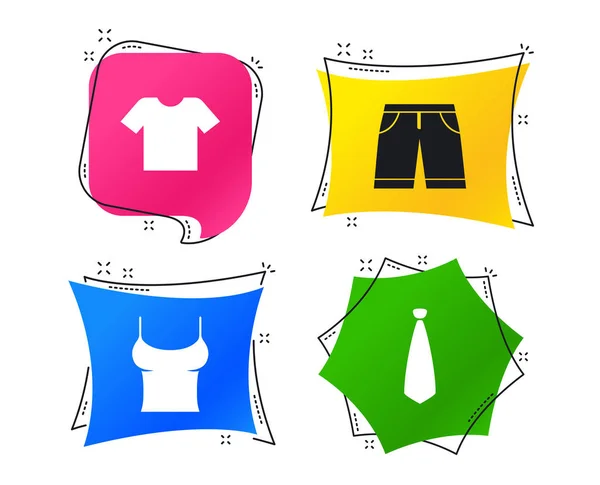 服装图标 T恤和伯穆达短裤标志 商务领带符号 — 图库矢量图片