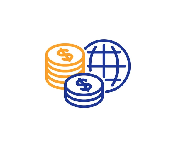 Ícone Linha Dinheiro Mundial Assinatura Dos Mercados Globais — Vetor de Stock
