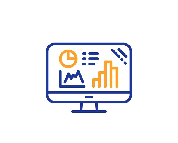 Analytics Graph Rad Ikon Kolumn Diagram Tecken Konceptet Blått Och — Stock vektor