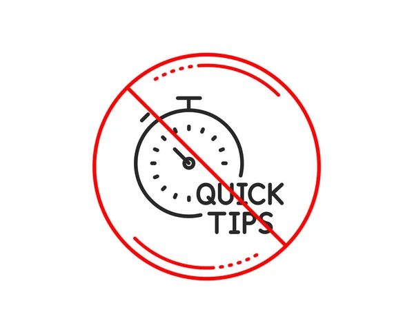 Kein Stoppschild Quick Tips Zeilensymbol Hilfreiche Tricks — Stockvektor