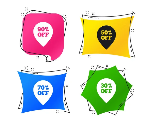 Sale Pointer Tag Icons Discount Special Offer Symbols Percent Signs — Stock Vector
