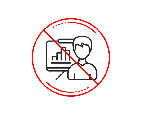 Kein Stoppschild Liniensymbol Der Präsentationstafel — Stockvektor