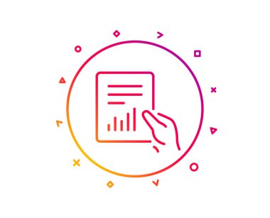 Rapor belge satırı simgesi tutun. Analiz grafik veya satış büyüme işareti. 