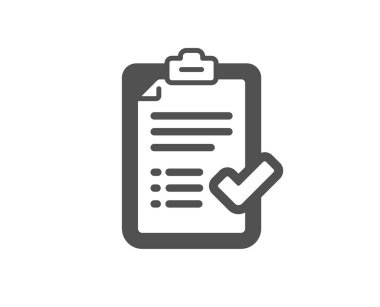 Onaylanan Denetim listesi simgesi. Kabul edilen veya teyit işareti. Rapor simgesi. Kalite tasarım öğesi. 