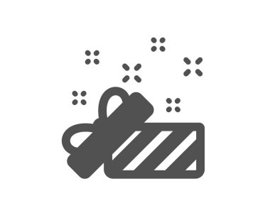 Hediye kutusu açık simgesi. Noel ve yeni yıl hediyesi işareti. Sürpriz sembolü. 