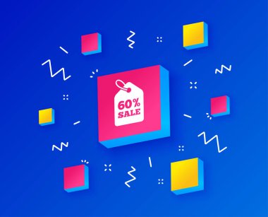 % 60'ı satış fiyat etiketi işareti simgesi. Sembol indirim. 