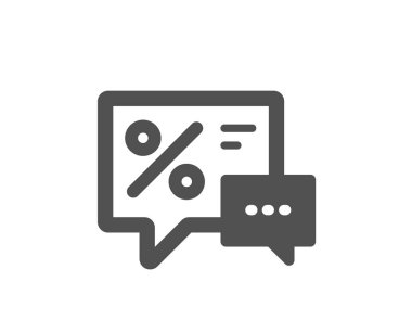 Konuşma balonu simgesinin alışveriş. Özel Fırsat sohbet işareti. Satış iskontoları simgesiyle.  