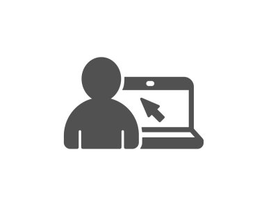 Online eğitim simgesi. Defter ya da Laptop fare imleç işareti ile. 