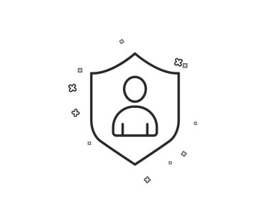 Kullanıcı koruma satırı simgesi. Profil Avatar kalkan işareti ile.