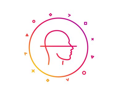 Yüz tarama satırı simgesi. Yüz taraması işareti. Kafa tanıma sembolü. Degrade desen çizgi düğmesini. 