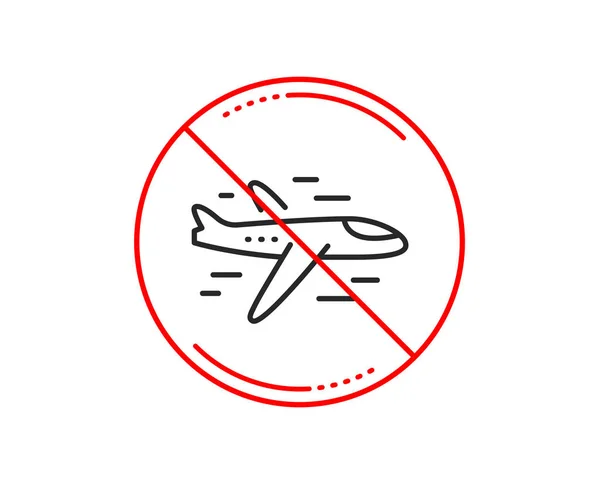 Stop Sign Airplane Line Icon Plane Flight Transport Sign — Stock Vector