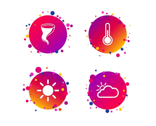 Weather Icons Cloud Sun Signs Storm Symbol Thermometer Temperature Sign — Stock Vector