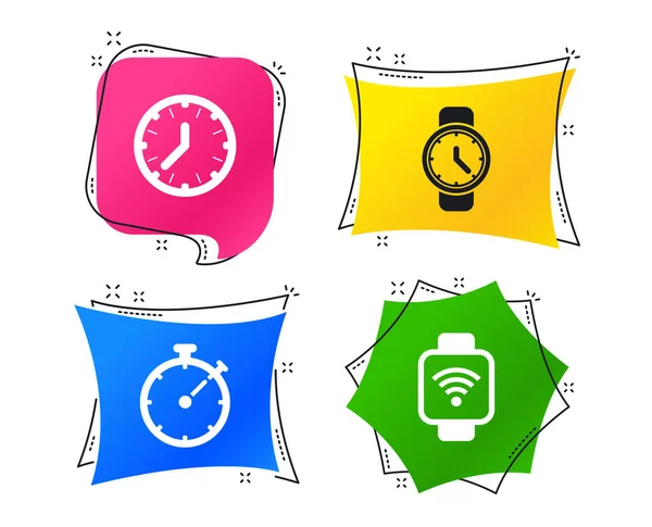 Montre Intelligente Icônes Horloge Mécanique Chronomètre Symboles — Image vectorielle