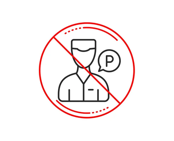 Stop Sign Valet Servant Line Icon Parking Person Sign — Stock Vector