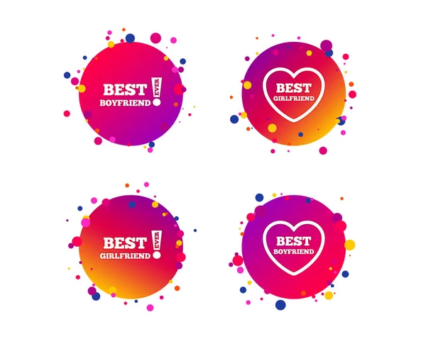 Best Boyfriend Girlfriend Icons Heart Love Signs Awards Exclamation Symbol — Stock Vector