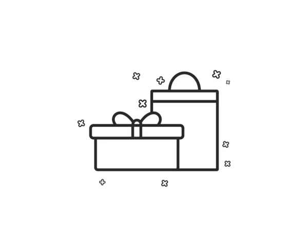 Pudełko Ikonką Linii Obecnie Lub Sprzedaży Znak Urodziny Zakupy Symbol — Wektor stockowy