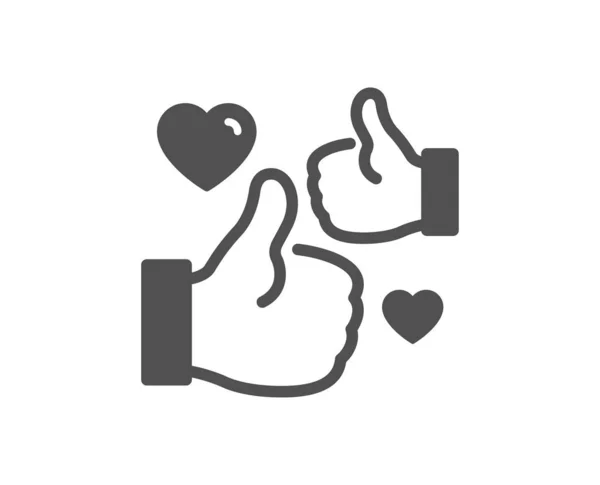Икона Пальцы Вверх Вывеской Сердца Положительная Обратная Связь Символ Социальных — стоковый вектор