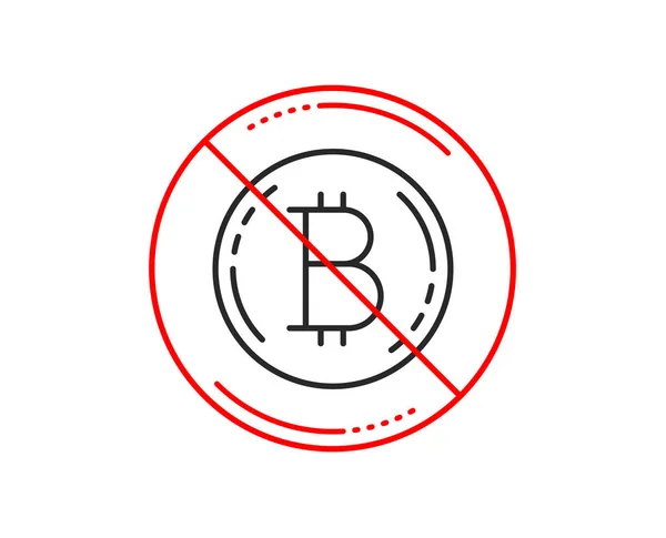 Стоп Сигнал Иконка Bitcoin Line Знак Криптовалюты Символ Криптоденег Предупреждение — стоковый вектор