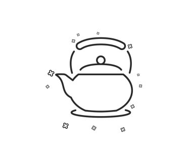 Çaydanlık satırı simgesi. Sıcak bir içecek işareti. Taze içecek su ısıtıcısı sembol. Geometrik rasgele çapraz öğesi simgesi tasarım şeklinde.