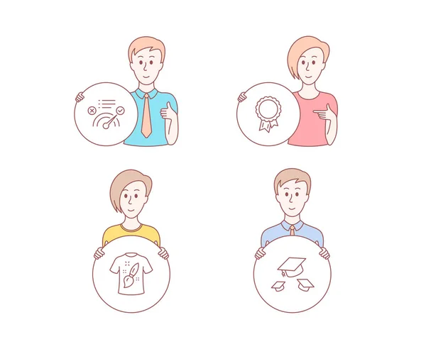Gente Dibujado Mano Estilo Conjunto Éxito Diseño Camiseta Iconos Respuesta — Vector de stock