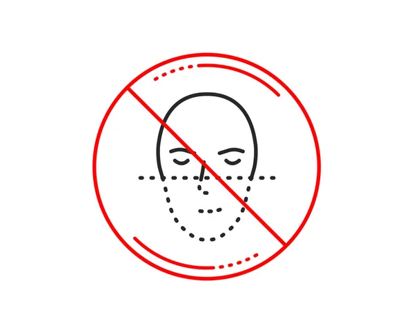 Não Parar Assinar Ícone Linha Reconhecimento Facial Caras Sinais Biométricos — Vetor de Stock