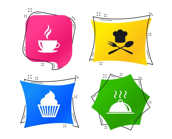 Essen Und Trinken Muffin Cupcake Symbol Gabel Und Löffel Mit — Stockvektor
