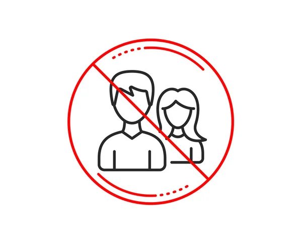 没有或停止标志 组行图标 用户或团队签名 男性和女性的轮廓符号 注意禁止停止符号图标设计 — 图库矢量图片