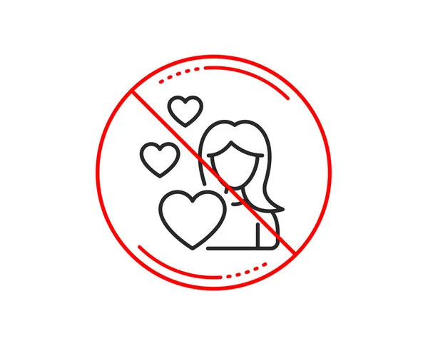 Stop Sign Woman Love Line Icon Heart Sign Valentines Day — Stock Vector