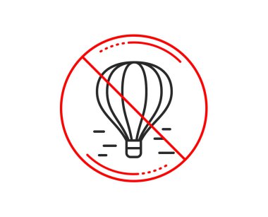 Hayır veya Dur işareti. Hava Balon satırı simgesi. Uçuş taşıma sepeti işareti ile. Uçak sembolü. Uyarı yasağı dur simgesi simgesi tasarım yasaktır.