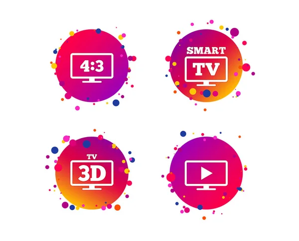 スマート テレビ モード アイコン アスペクト比 ワイド スクリーン記号です テレビに署名します グラデーションの円のアイコン ボタン — ストックベクタ