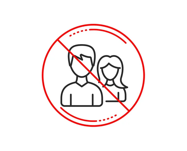 Pas Stop Signe Icône Ligne Couple Groupe Utilisateurs Signe Travail — Image vectorielle