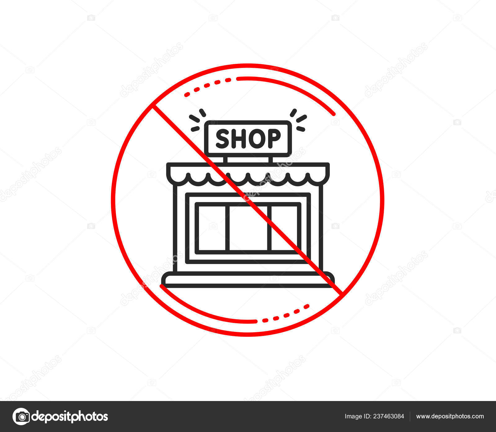 Stop Sign Shop Line Icon Store Symbol Shopping Building Sign Stock