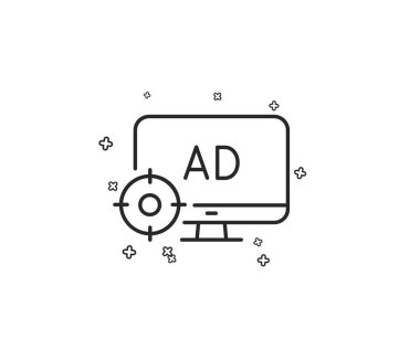 SEO adblock satırı simgesi. Arama motoru optimizasyonu işareti. Hedef simgesi. 